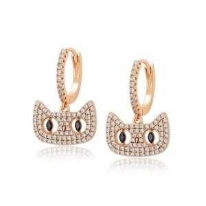 Owl Earrings 18k Gold Plated Toned CZ Stone Luxury Jewelry
